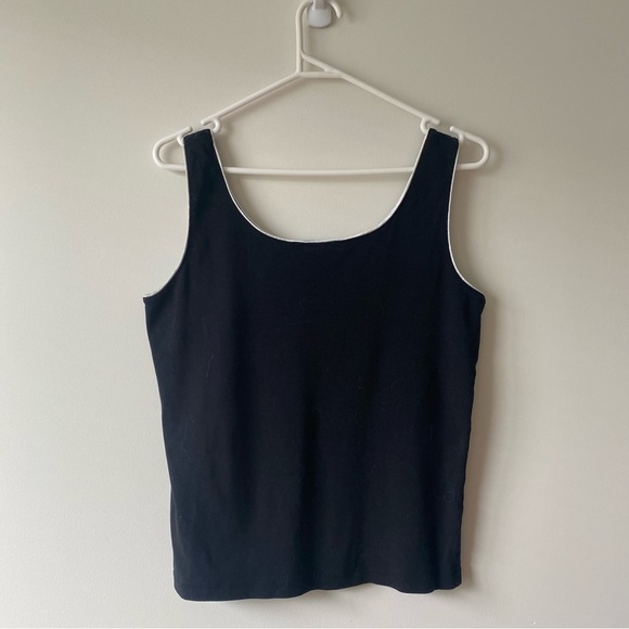 Jones New York 100% Cotton Scoop Neck Tank White Trim Size Medium - Picture 1 of 6